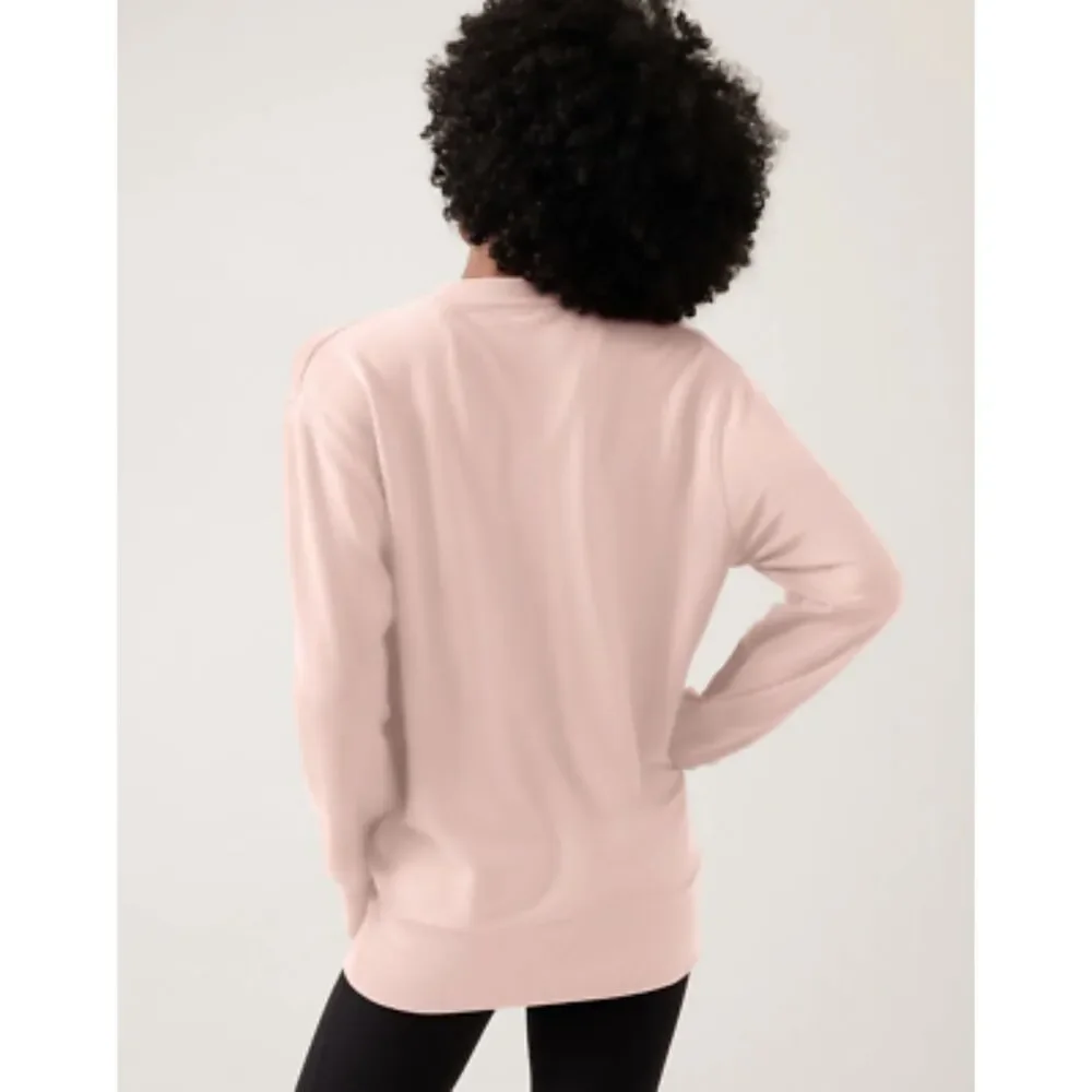 ATHLETA Purana V-Neck Wrap Sweatshirt in "orchid pink" SIZE LARGE - Picture 2 of 6